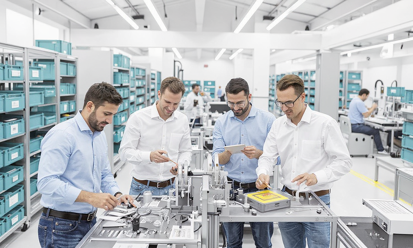 Industrial engineers collaborating